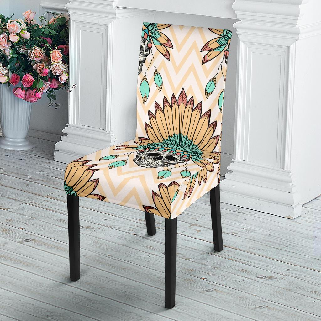 Indian Skull Pattern Dining Chair Slipcover-JORJUNE.COM