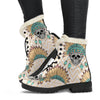 Indian Skull Pattern Faux Fur Leather Boots