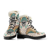 Indian Skull Pattern Faux Fur Leather Boots