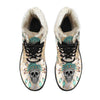 Indian Skull Pattern Faux Fur Leather Boots