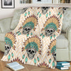 Indian Skull Pattern Fleece Blanket