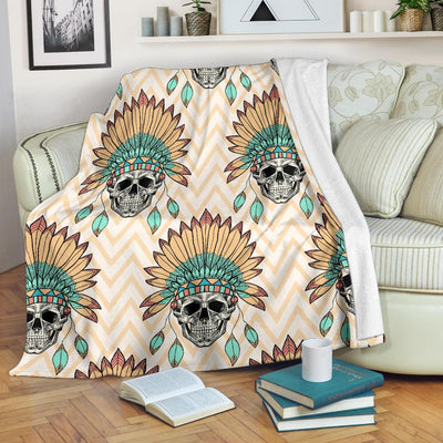 Indian Skull Pattern Fleece Blanket