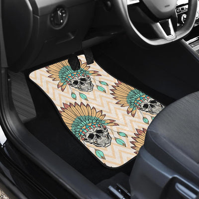 Indian Skull Pattern Front and Back Car Floor Mats