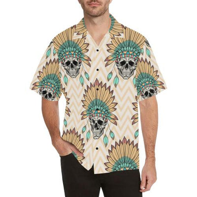 Indian Skull Pattern Men Hawaiian Shirt