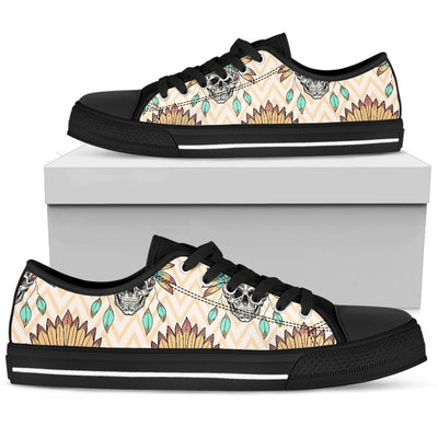 Indian Skull Pattern Men Low Top Shoes