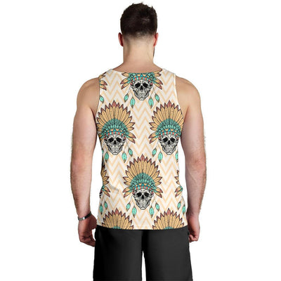 Indian Skull Pattern Men Tank Top