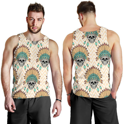 Indian Skull Pattern Men Tank Top