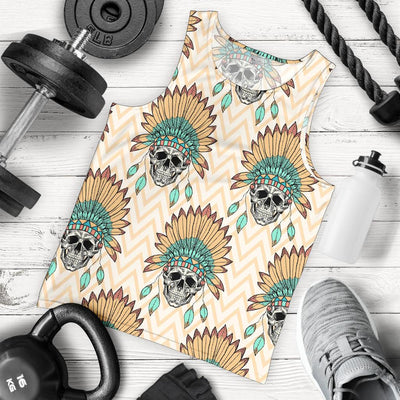 Indian Skull Pattern Men Tank Top