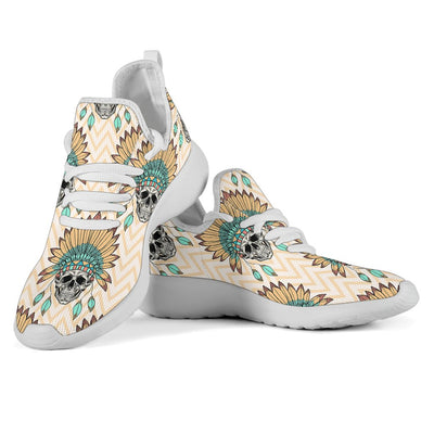 Indian Skull Pattern Mesh Knit Sneakers Shoes