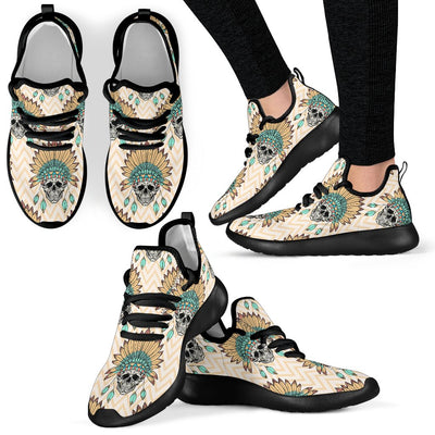 Indian Skull Pattern Mesh Knit Sneakers Shoes