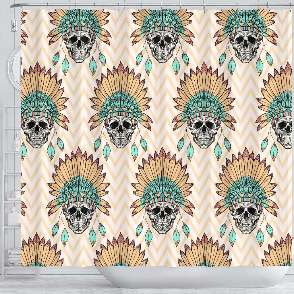 Indian Skull Pattern Shower Curtain
