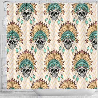 Indian Skull Pattern Shower Curtain
