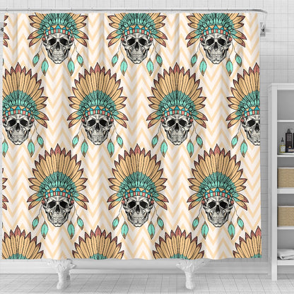 Indian Skull Pattern Shower Curtain