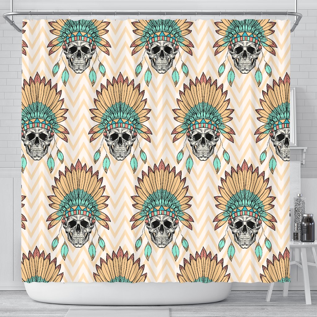 Indian Skull Pattern Shower Curtain