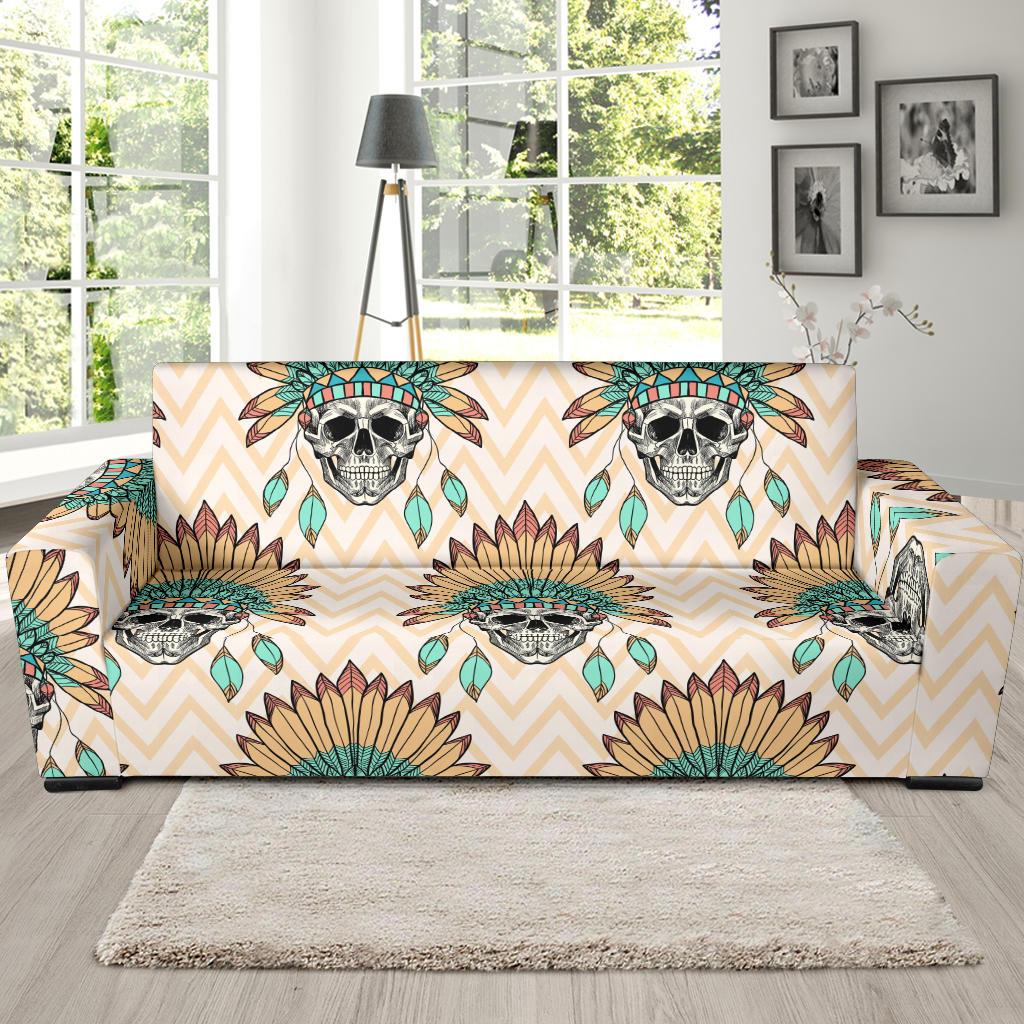 Indian Skull Pattern Sofa Slipcover-JORJUNE.COM