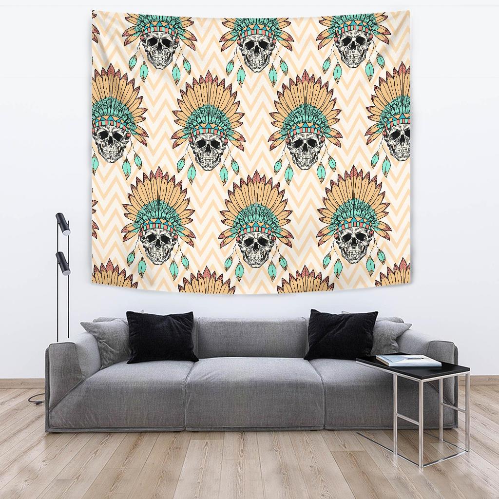 Indian Skull Pattern Tapestry