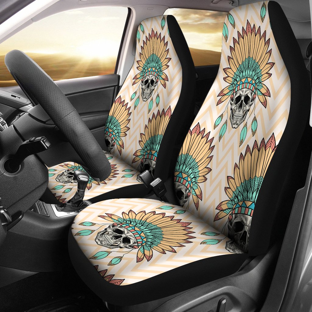 Indian Skull Pattern Universal Fit Car Seat Covers