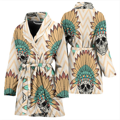 Indian Skull Pattern Women Bath Robe