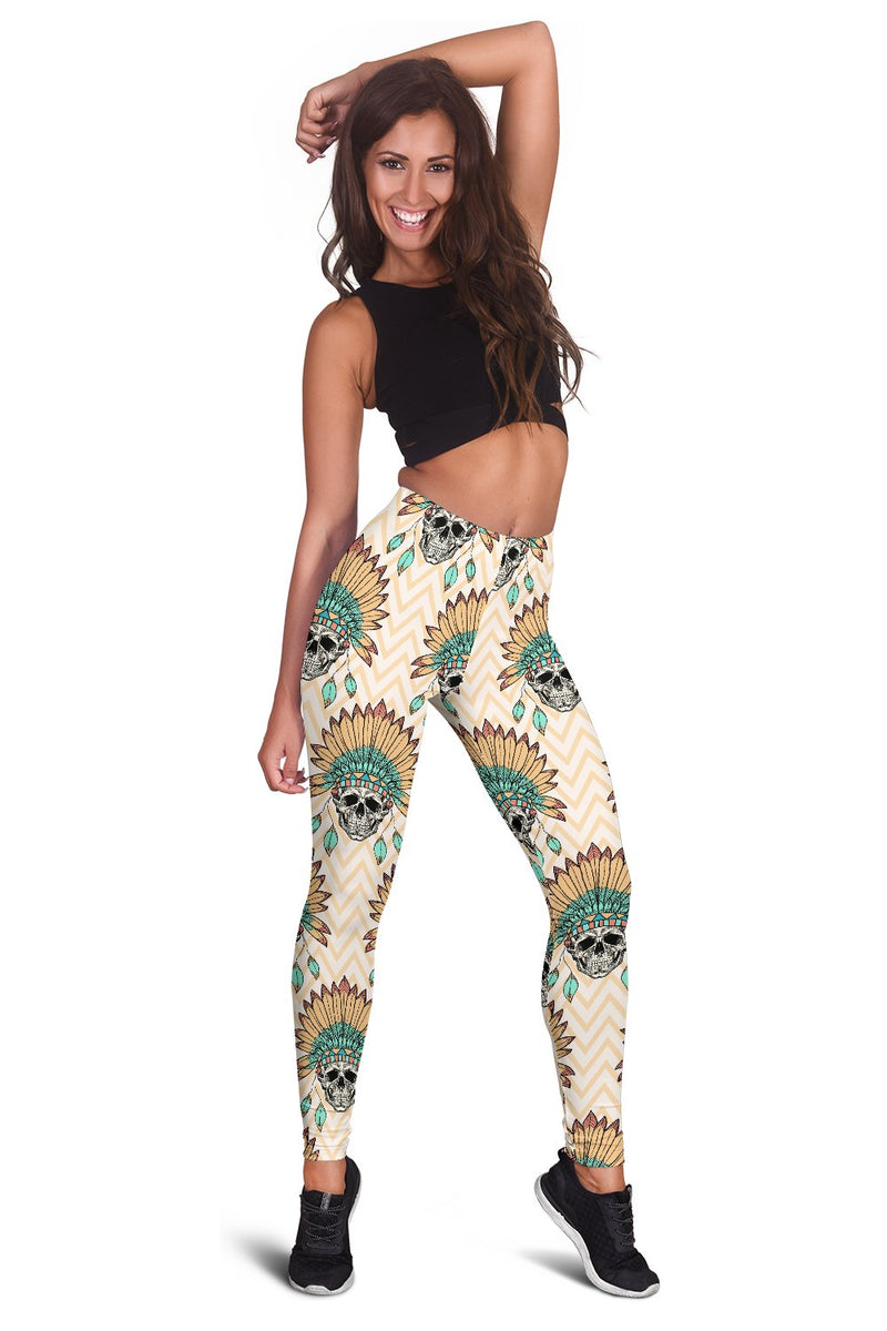 Indian Skull Pattern Women Leggings