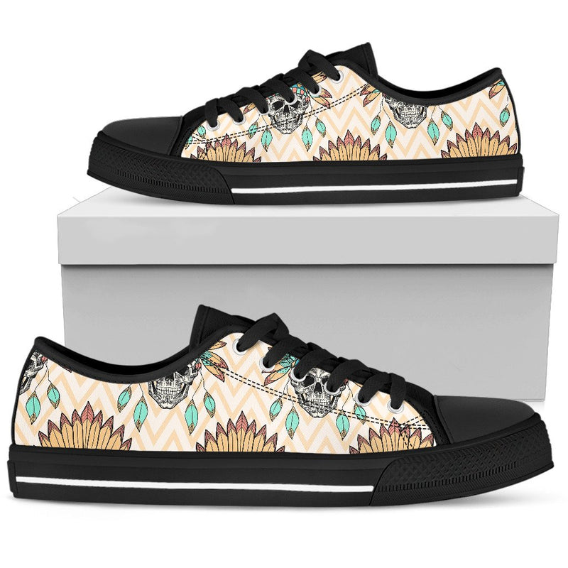 Indian Skull Pattern Women Low Top Shoes