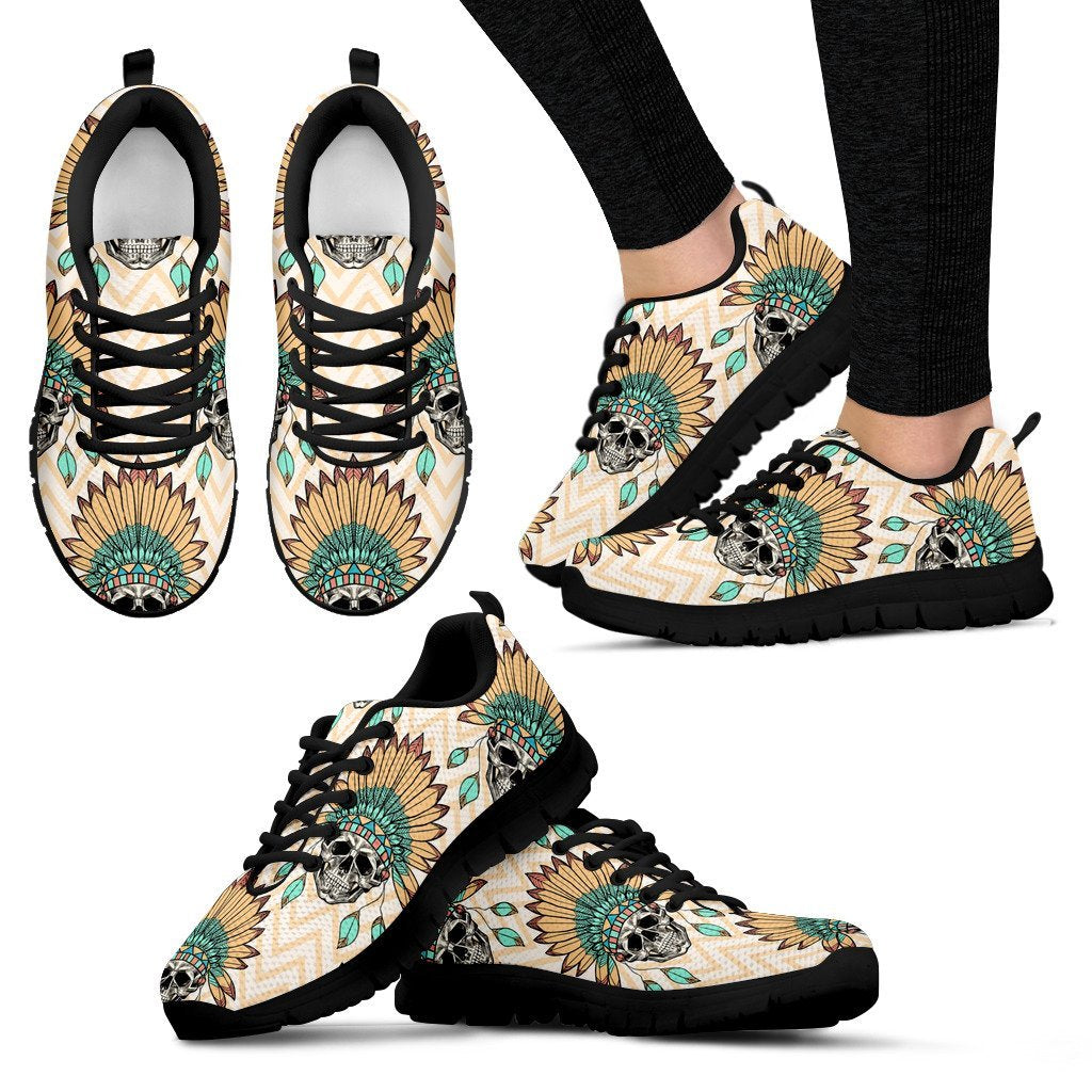 Indian Skull Pattern Women Sneakers