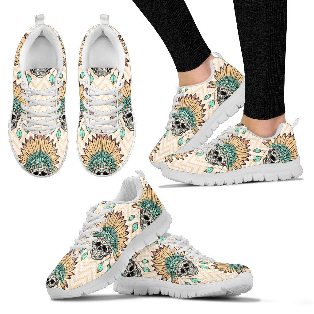 Indian Skull Pattern Women Sneakers