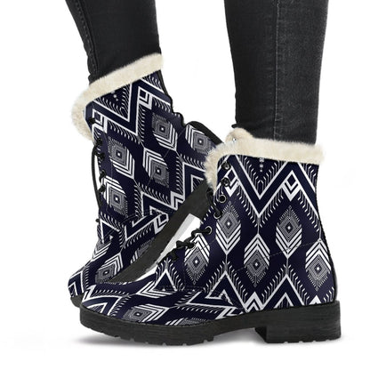 Indians Tribal Aztec Faux Fur Leather Boots