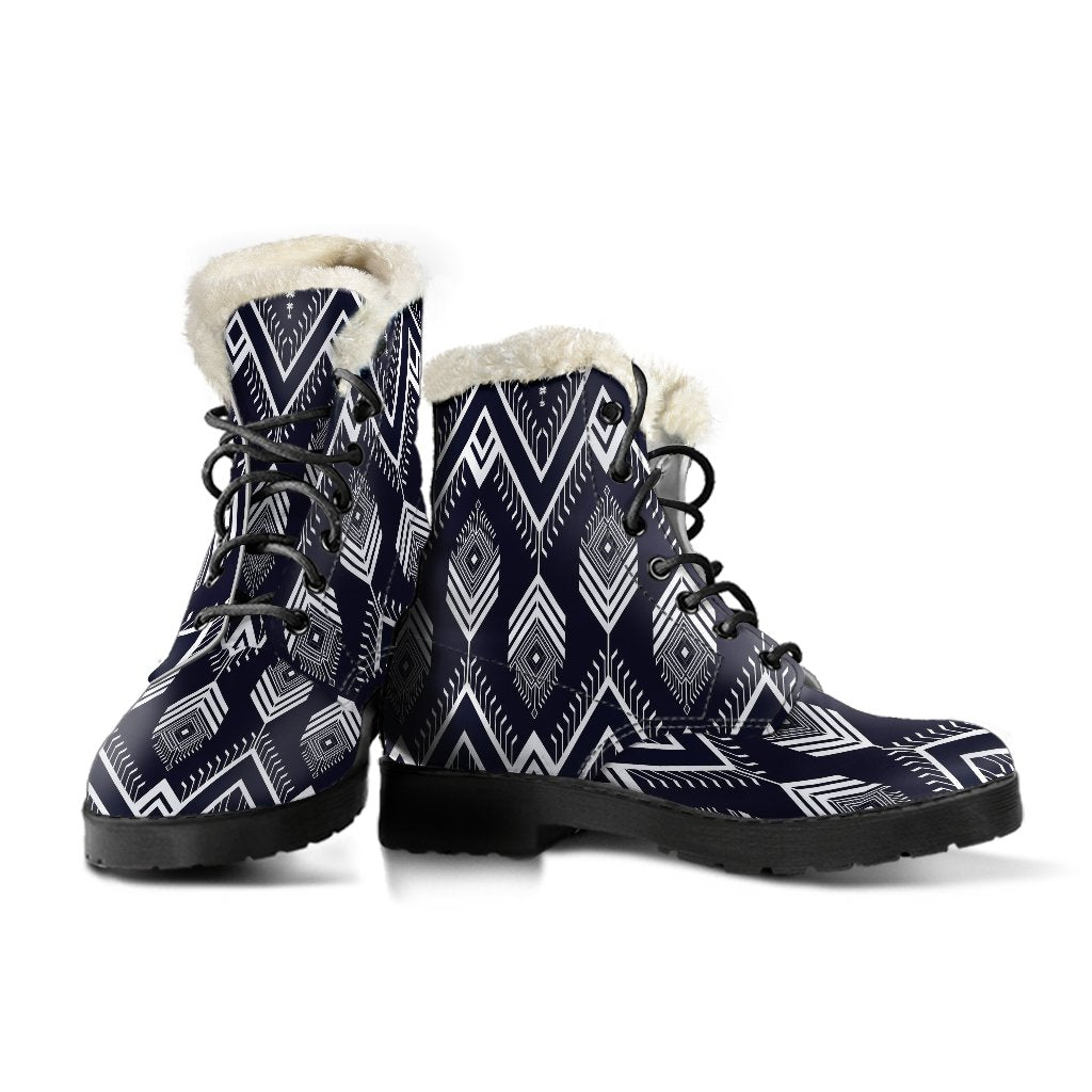 Indians Tribal Aztec Faux Fur Leather Boots