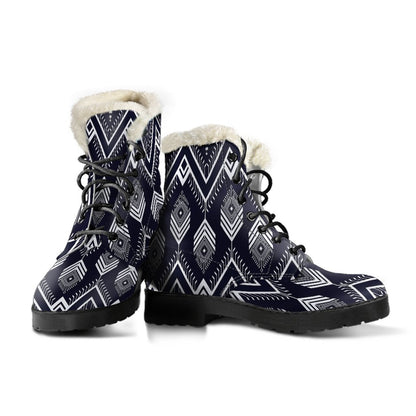Indians Tribal Aztec Faux Fur Leather Boots