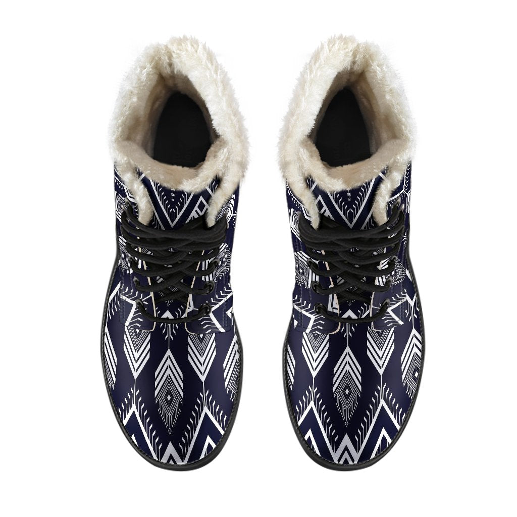 Indians Tribal Aztec Faux Fur Leather Boots