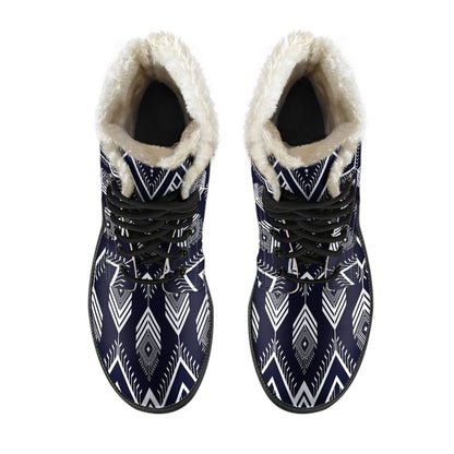 Indians Tribal Aztec Faux Fur Leather Boots