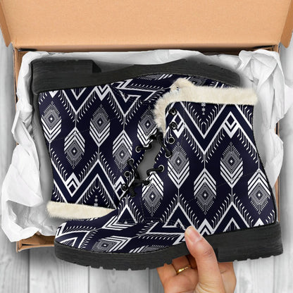 Indians Tribal Aztec Faux Fur Leather Boots
