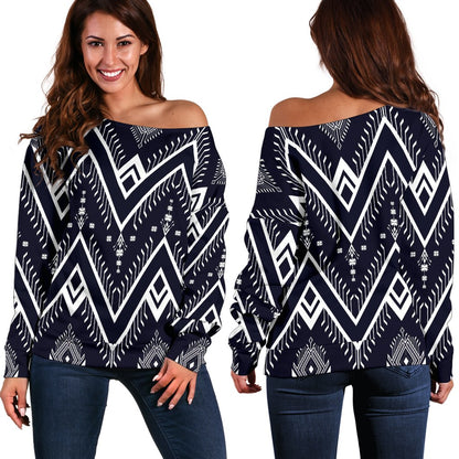 Indians Tribal Aztec Off Shoulder Sweatshirt