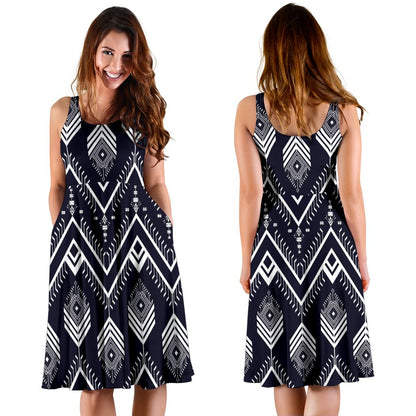 Indians Tribal Aztec Sleeveless Mini Dress