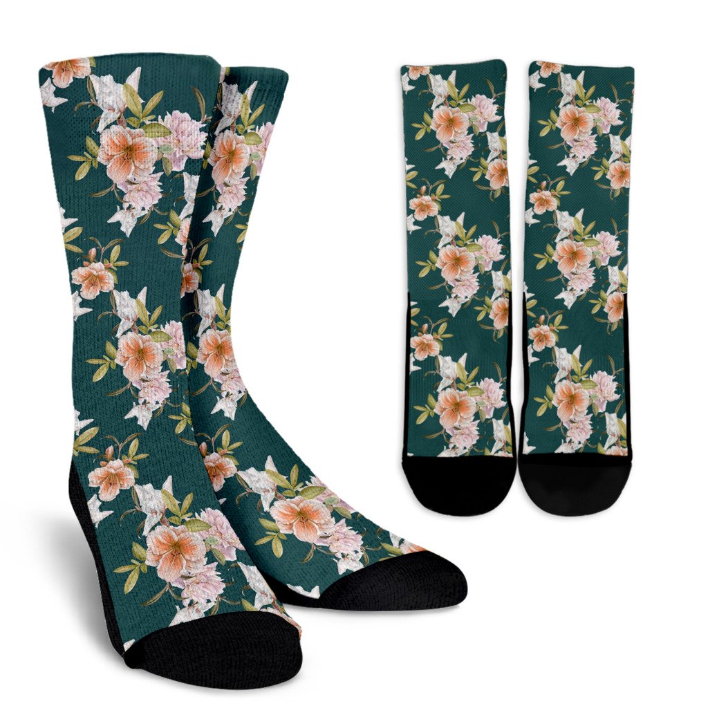 Iris Pattern Print Design IR01 Crew Socks-JORJUNE.COM