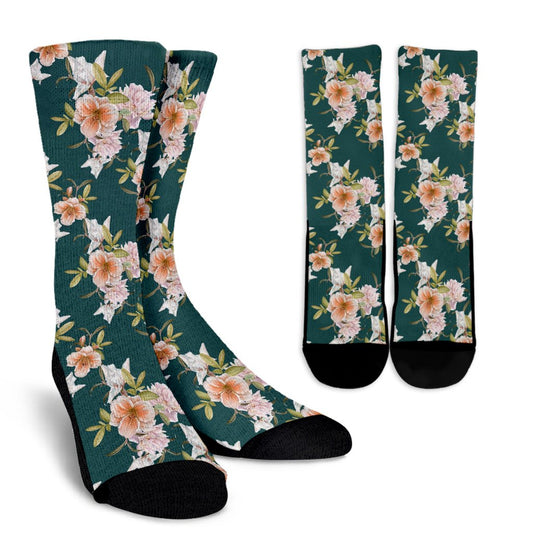 Iris Pattern Print Design IR01 Crew Socks-JORJUNE.COM