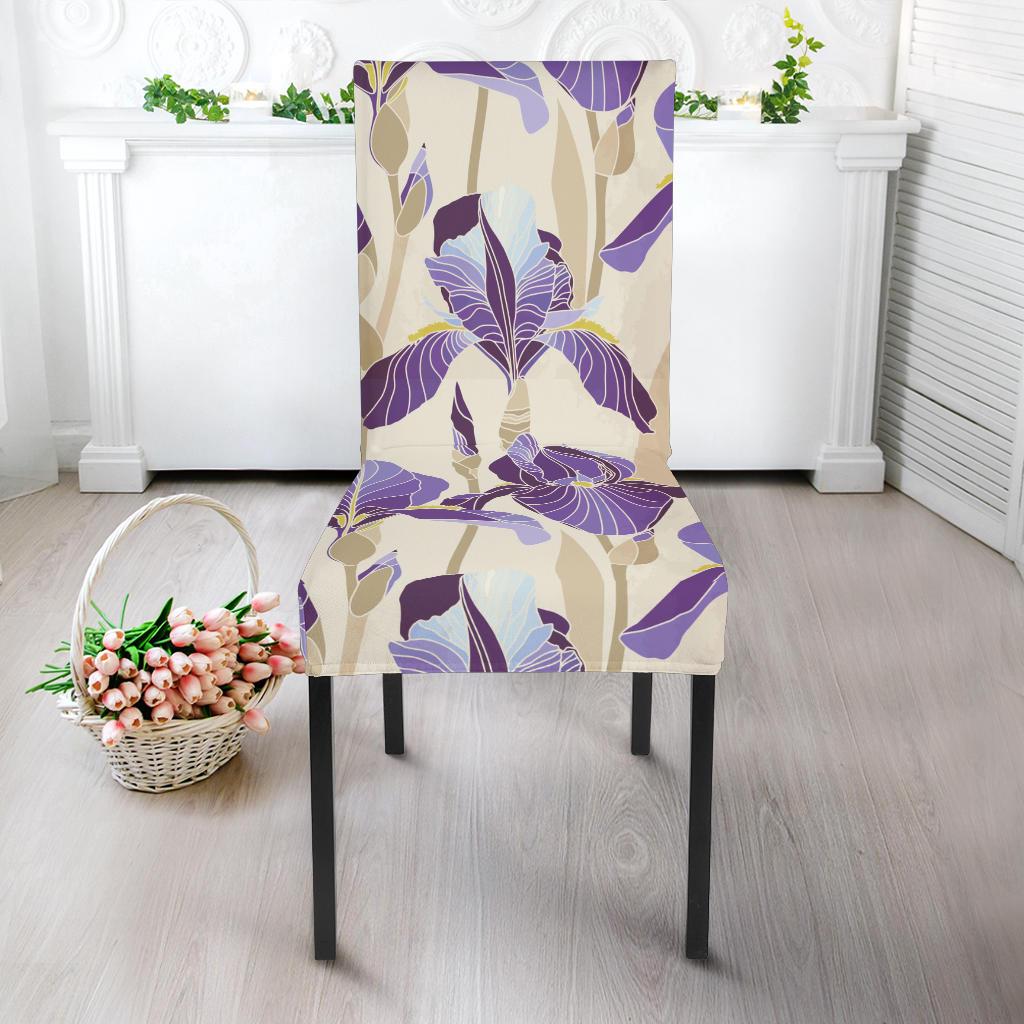 Iris Pattern Print Design IR02 Dining Chair Slipcover-JORJUNE.COM
