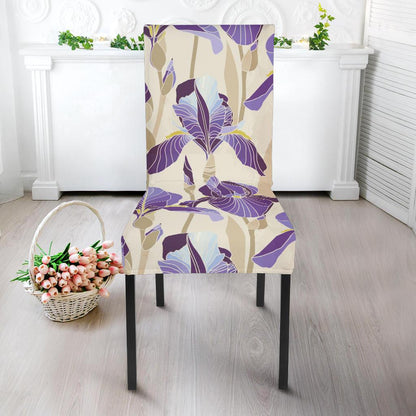 Iris Pattern Print Design IR02 Dining Chair Slipcover-JORJUNE.COM