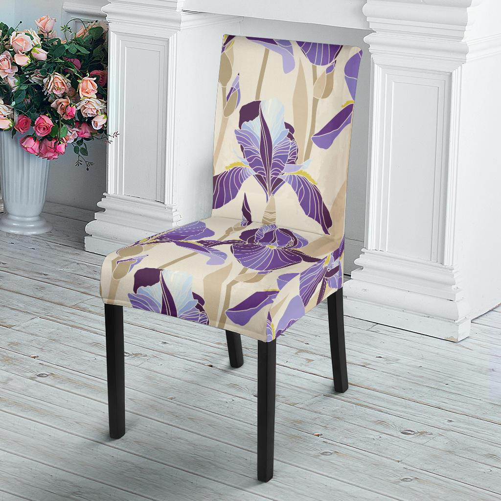 Iris Pattern Print Design IR02 Dining Chair Slipcover-JORJUNE.COM