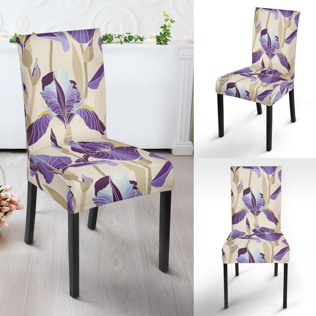Iris Pattern Print Design IR02 Dining Chair Slipcover-JORJUNE.COM