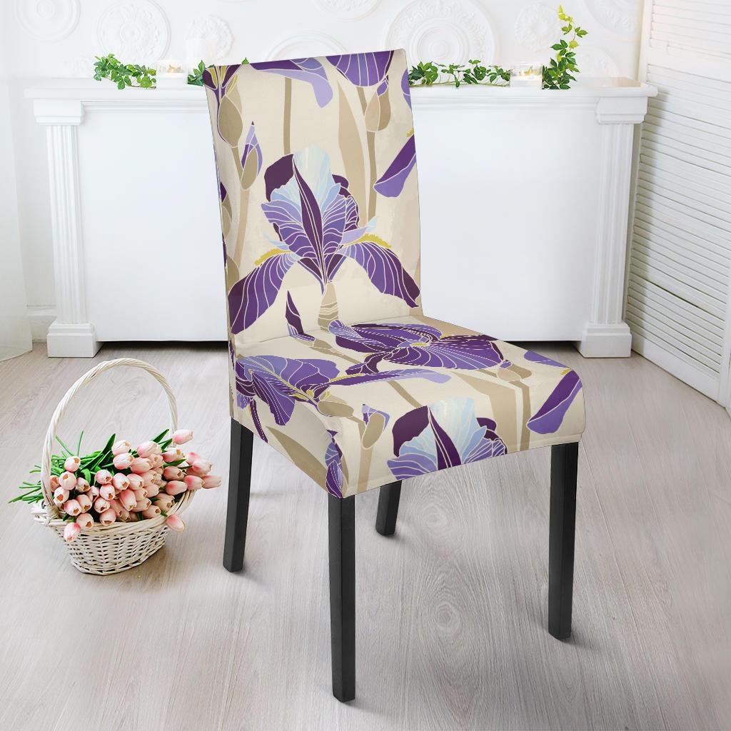 Iris Pattern Print Design IR02 Dining Chair Slipcover-JORJUNE.COM