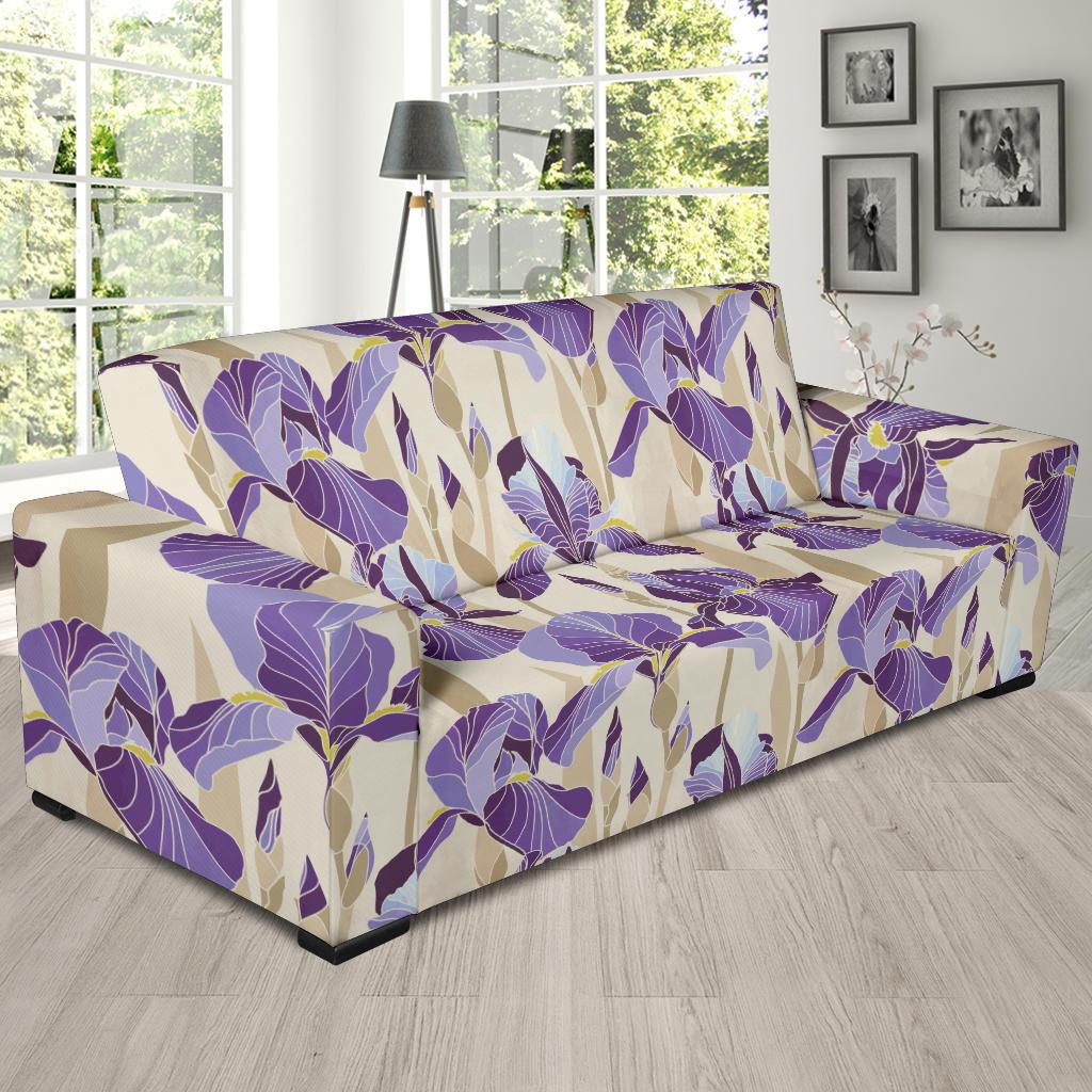 Iris Pattern Print Design IR02 Sofa Slipcover-JORJUNE.COM