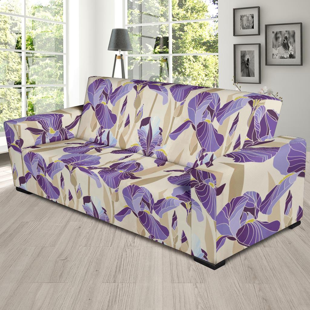Iris Pattern Print Design IR02 Sofa Slipcover-JORJUNE.COM