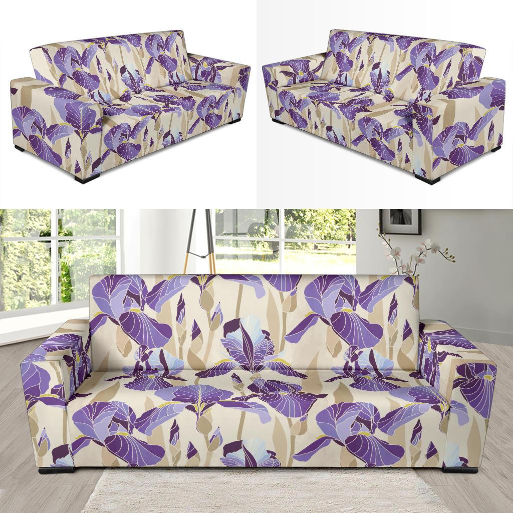 Iris Pattern Print Design IR02 Sofa Slipcover-JORJUNE.COM