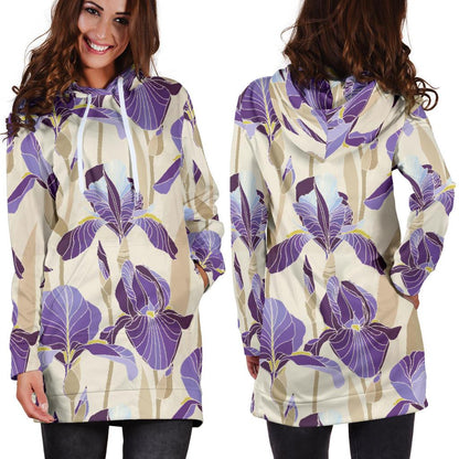 Iris Pattern Print Design IR02 Women Hoodie Dress