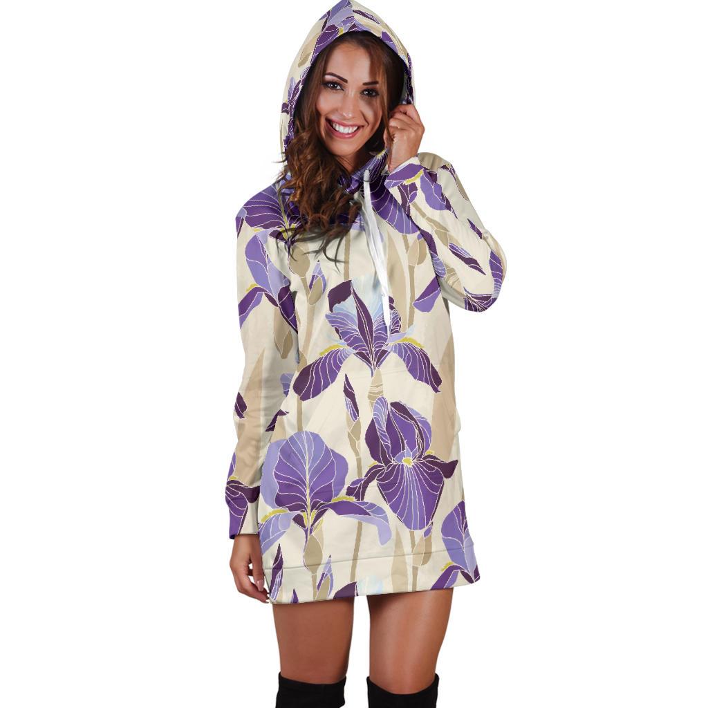 Iris Pattern Print Design IR02 Women Hoodie Dress
