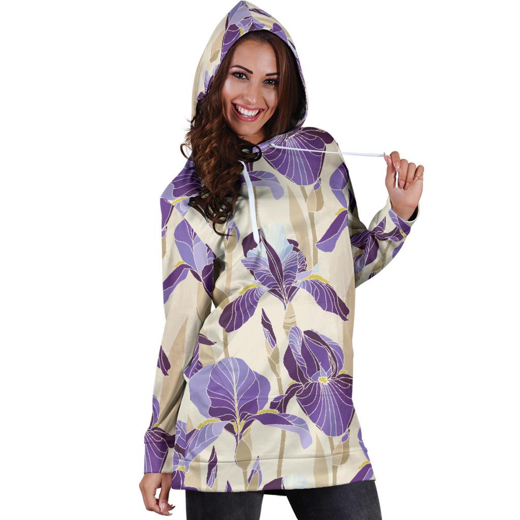 Iris Pattern Print Design IR02 Women Hoodie Dress