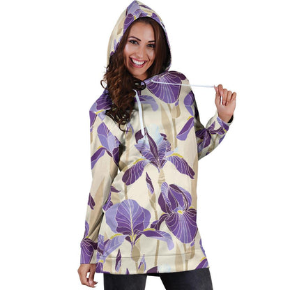 Iris Pattern Print Design IR02 Women Hoodie Dress