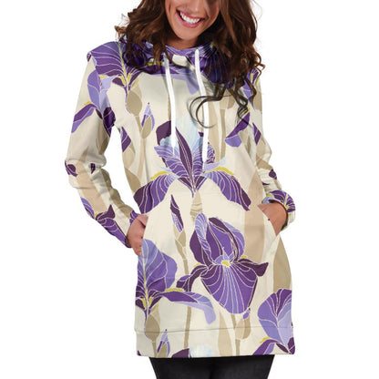 Iris Pattern Print Design IR02 Women Hoodie Dress