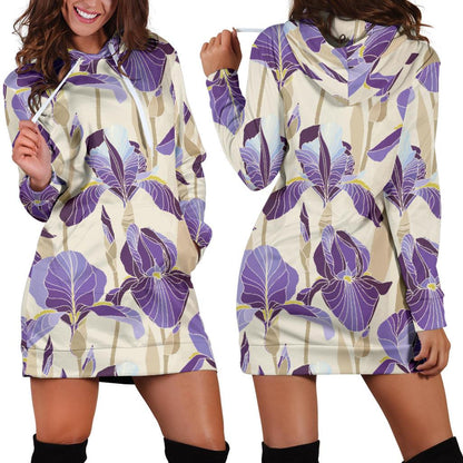 Iris Pattern Print Design IR02 Women Hoodie Dress